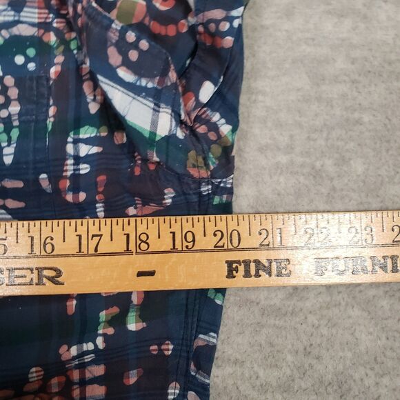 J.Crew Indian Madras Camp Shirt Mens Small Blue Purple Parrot Retro Summer - Picture 4 of 5